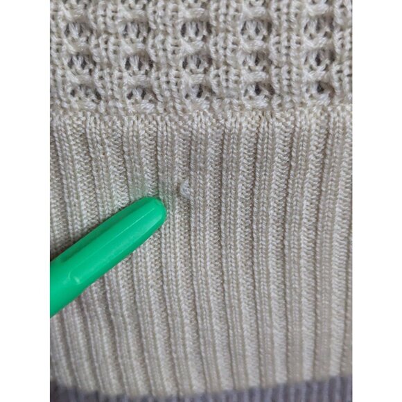 Per Se Casual Luxe Women's Cream Waffle Knit Cowl Neck Wool/Silk Sweater Sz S - Picture 7 of 11